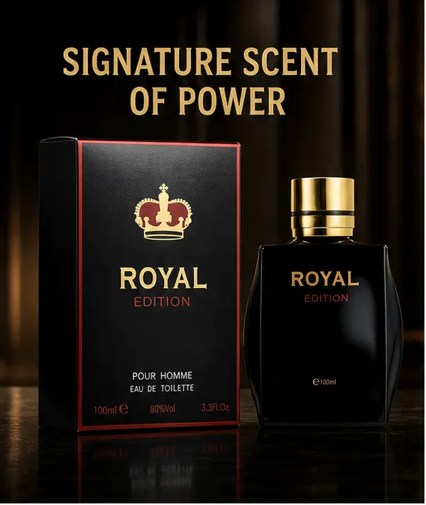 ROYAL EDITION Men's Eau de Toilette - 100 ml (3.38 fl oz) Liquid Perfume, Spicy Lavender Vanilla & Oud Scent, Bold Fragrance for Evening Wear & Formal Events, Lasting Confident Aura