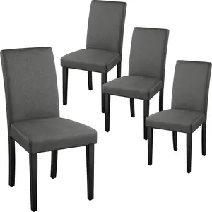 Set of 4 Dining Chair Fabric Parson Chair Modern Stylish Upholstered Kitchen Living Room Padded Chair Armless Side Chair with Solid Wood Legs