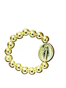 Gold and Gold Miraculous Medal Stretch Ring