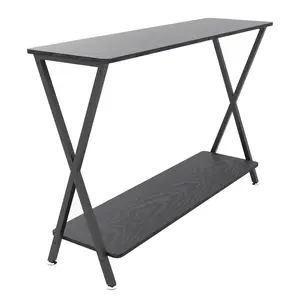Slim Industrial Console Table with Storage Shelf – Narrow Sofa Side Table, Sturdy Metal Frame for Entryway, Hallway, Living Room, Behind Couch