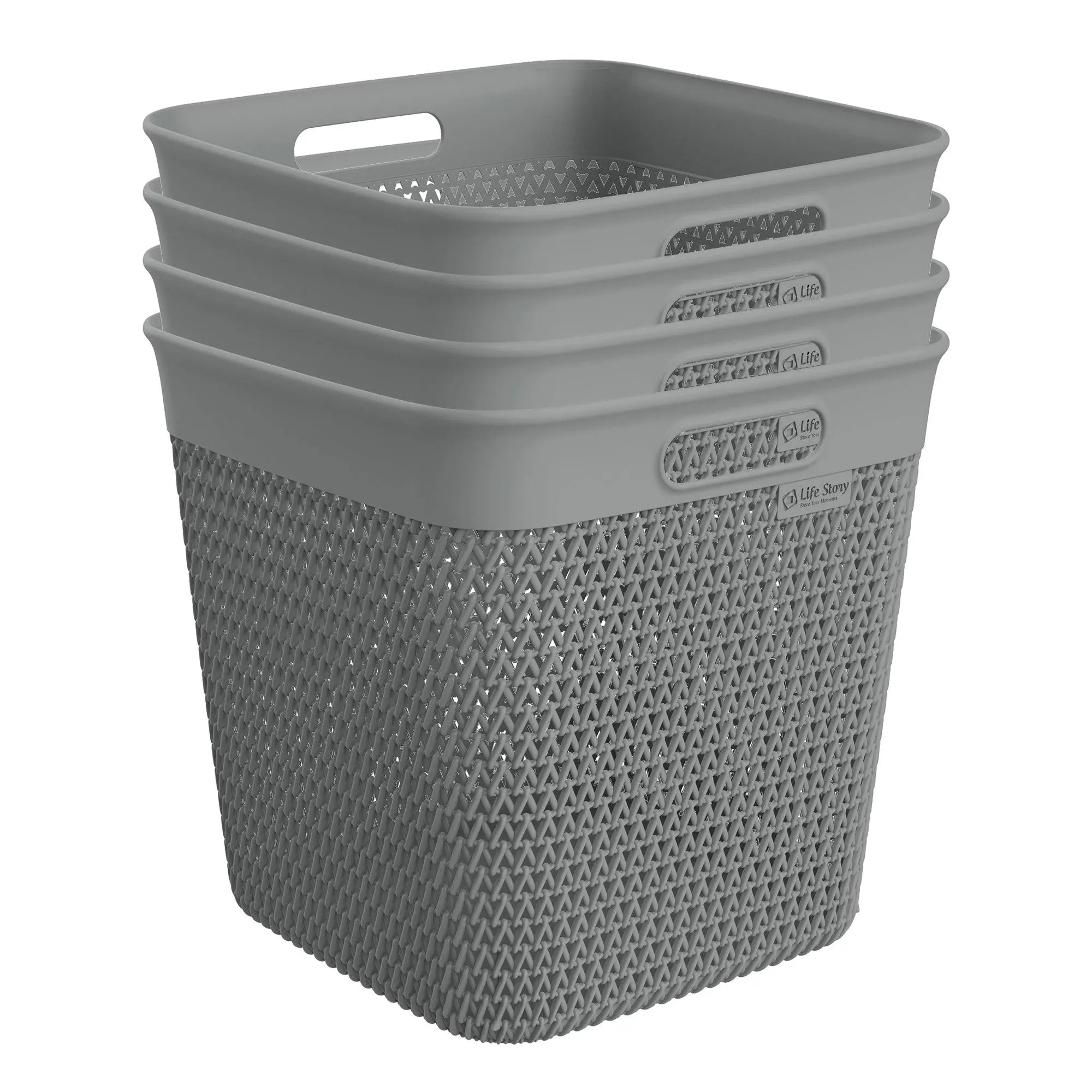 Life Story 26 Quart Decorative Storage Basket, XL Home Organizer, Gray, 4 Pack