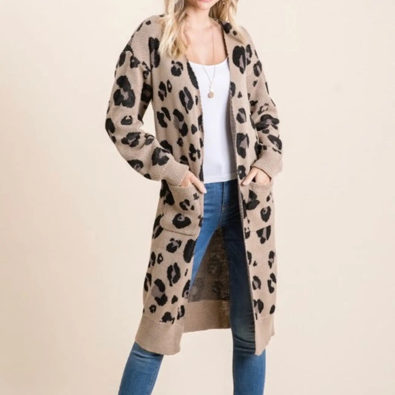 Cheetah print long sleeve cardigan