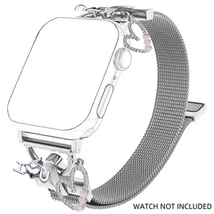 Stainless Steel Watch Band, Cute Stainless Steel Magnetic Strap for iWatch Series 10/9/8/7/6/5/4/3/2/1/SE/Ultra, Smart Watch Accessories, Wearable