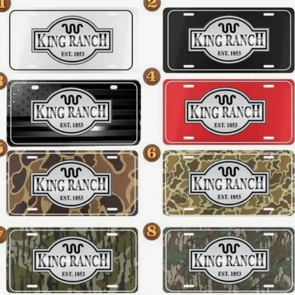 Old School KING RANCH Camo License Plate 12 x 6 100% Aluminum Custom Vanity Plate with 4 Pre-Drilled Holes Assembled in USA Personalized Decor