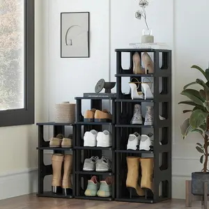 5-Tier Narrow Shoe Rack, Vertical Plastic Shoe Storage Organizer