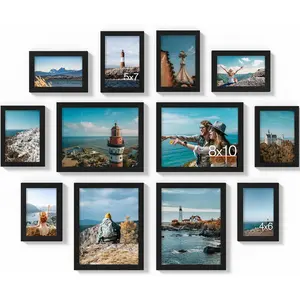 12 Pack Picture Frames Collage Wall Decor for Mounting or Tabletop Display, Gallery Wall Frame Set for Family, Multi Sizes Including 4 count 8x10, 4 count 5x7, 4 count 4x6, Black