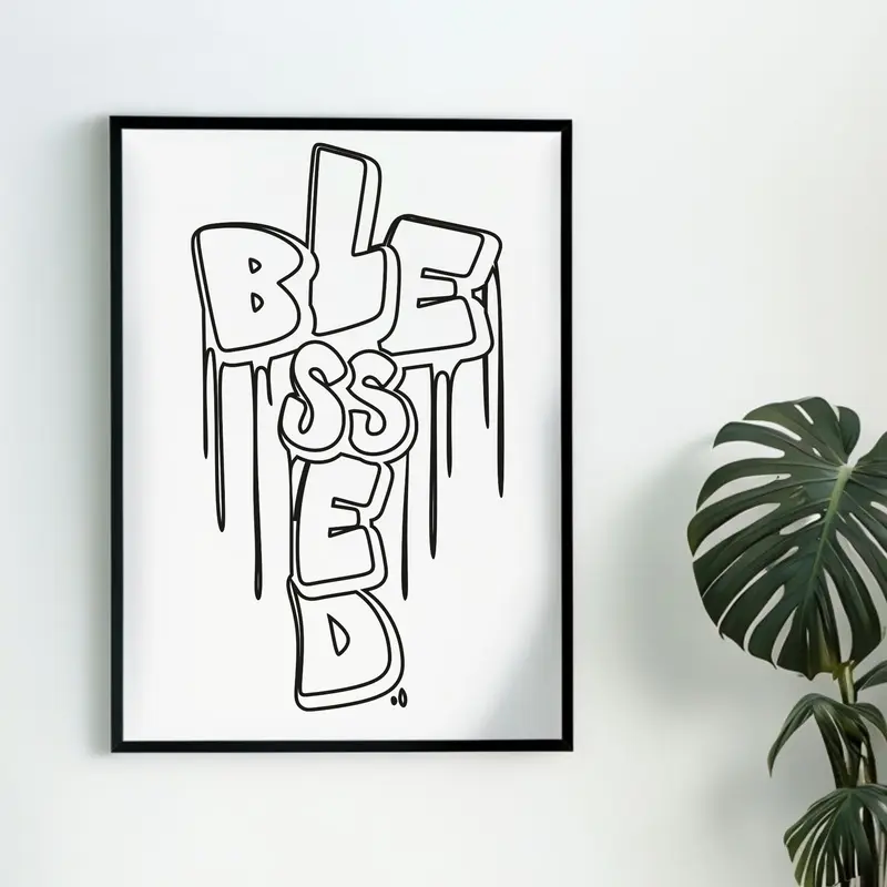 DTF Transfer Outline - Press & Paint Outline, Color your own DTF Print - Blessed Coloring Activity - Sip and Paint Party - Coloring Paint Print Shortsleeve Mama
