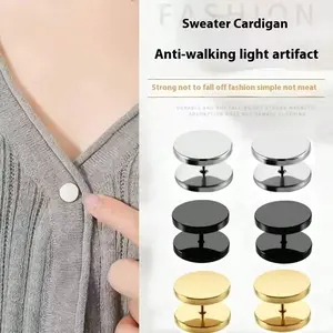 Simple Multi-Functional Spiral Sweater Clip, Stainless Steel Sweater Clip, Detachable Design, Anti-Slip Button, Durable Fabric Clip