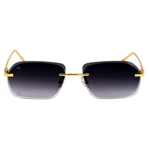 NOMAD – Rectangular Rimless Unisex Sunglasses, Dark Tint
