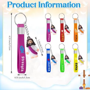12 Pcs Christian Mini Jesus Keychain Silicone Bible Verse Keychain Little Jesus's Figurines Religious Gift for Adult