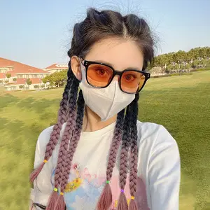 Women's wig with high ponytail, natural highlights, long twisted braids, boxing braids, internet celebrity braids, sweet and cool style