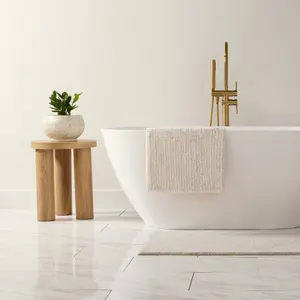 100% Cotton Pin Striped Patterned Bath Mat