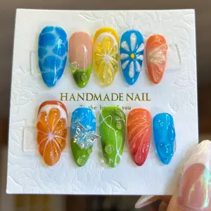 Handmade 3D Press-On Nails | Nail Art | Frutiger Aero/ Summer Nails