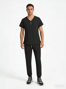 Men's Doctor Scrub Set Stretch Quick-Dry Short Sleeve Lab Coat Uniform Multiple Colors Available