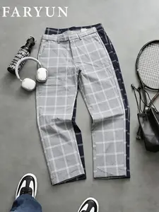 Men's Fashion Plaid Print Casual Pants, Manfinity Mode Comfortable Long Pants, Suitable for Daily Wear and Business Occasions