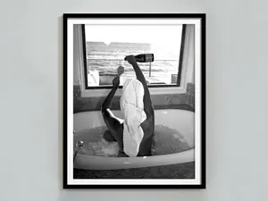 Woman Drinking Wine In Bathtub Print, Bar Cart Poster, Bathroom Wall Art, Girl Bathroom Decor, Poster No Frame 