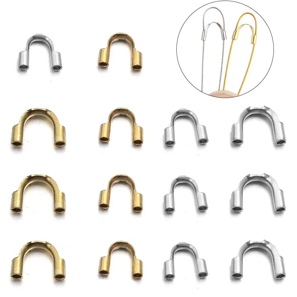 30pcs Stainless Steel Wire Protectors Guard Guardian Protectors Loops U Shape Clasps Connector For Jewelry Making Accessories