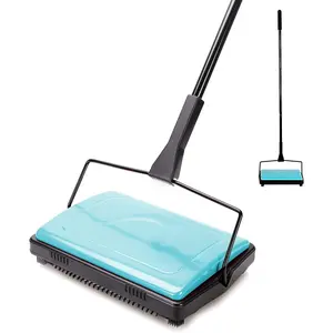 Carpet Sweeper Cleaner for Home Office Low & Undercoat Carpets Rugs Pet Hair Dust Scraps Paper Small Rubbish Cleaning with a Brush Blue