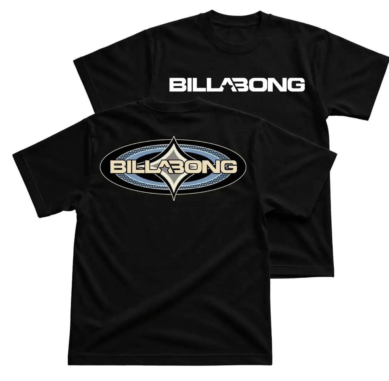 Billabong Surf Logo T-Shirt, Classic Billabong Graphic Tee With Oval Wave Badge Back Print, Front Chest Billabong Wordmark Shirt, Coastal Beachwear Outfit, Retro Surf Apparel Gift for Men and Women