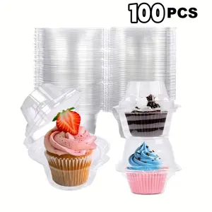 100Packs Individual Cupcake Containers Plastic,  And Stackable Transparent Ideal for Bakeries, Catering Services, And Cafes; Perfect for Keeping Treats Fresh During Father's Day, Mother's Day, Teachers' Day, Wedding camping gear