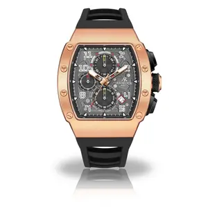 Asorock Watches Rosegold/Black Motorsport GT 42 mm quartz tonneau barrel style   homage Mens Sports Automatic Watch