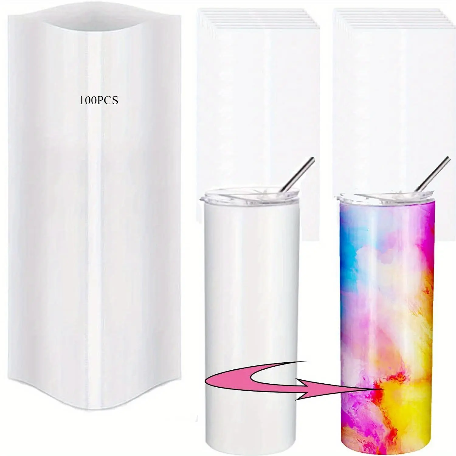 5x10 Inch 100pcs Sublimation Shrink Wrap Sleeves for Tumblers, Cups & Mugs, Durable Film for Gifts & Crafts