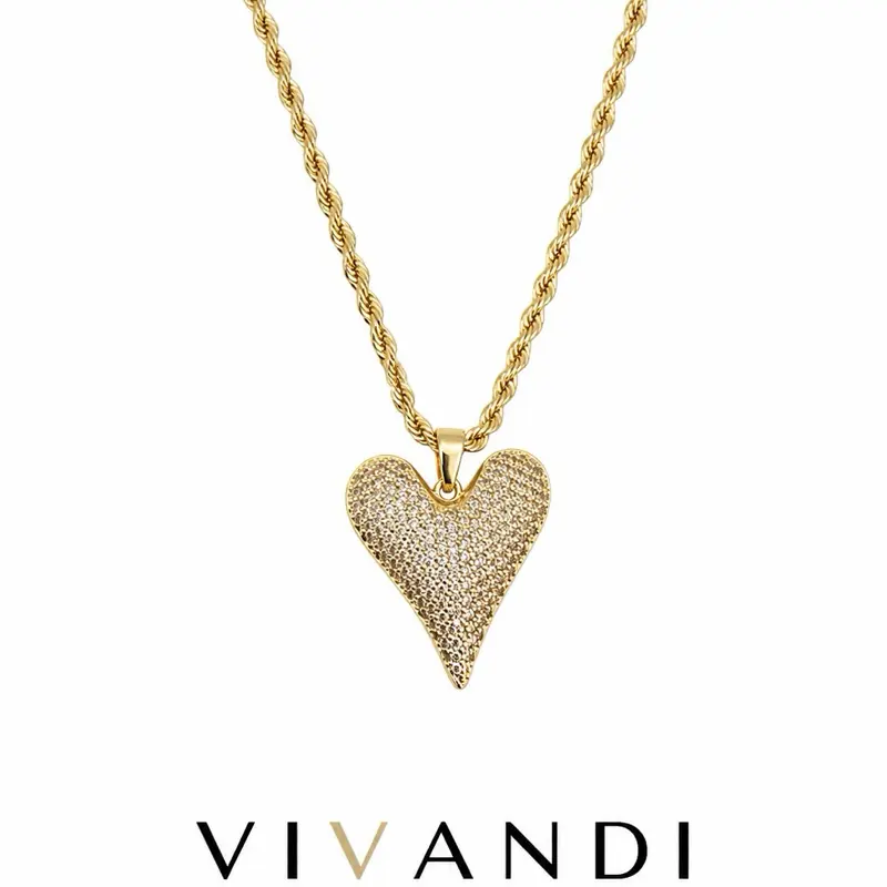 Vivandi Textured Heart Pendant Necklace – 18” | 3.5mm Chain