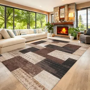 Washable Vintage Geometry Area Rugs for Living Room, Neutral Boho Printed Floral Extra Large Area Rug,Soft Indoor Low Pile Non Slip Rug for Kitchen Laundry Room Playroom Home Decor Aesthetic #Summervibes