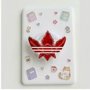 Stranger Red Monster Petal Phone Grip, Sport Brand Parody Phone Stand, Unique Horror Aesthetic Accessory, Spooky Gift for Students, Collapsible Acrylic Holder for Phone Case and E-reader Decor