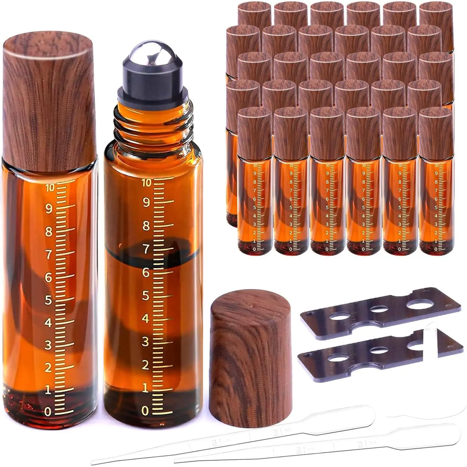 30 count Essential Oil Roller Bottles,  Glass Roller Balls for Essential Oils, 10ml Empty Rollerball Bottles for Travel Refillable Roll  Perfume