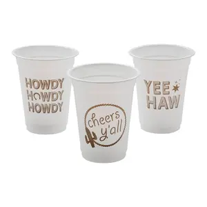 4 1/2" 16 oz. Bulk 50 Ct. Classic Western Sayings Party Disposable Plastic Cups