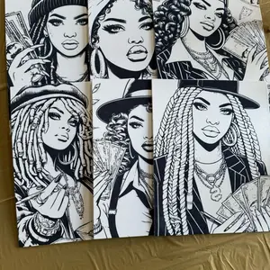 5 Canvas only  Pre Drawn Gangsta Boo Artwork Featuring Detailed Portraits of Stylish Figures with Accessories 5 Set Includes 10 Paint Brushes 5 Easel 5 Paint Palette 60 Colors of Paint