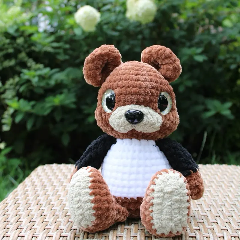 Brody the Basic Bear Handmade Crochet Plush | Goth Plushie | Alternative Stuffed Animal | Kawaii Decor