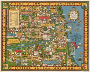 1931 Map of Chicago's Gangland from Authentic Sources. . .