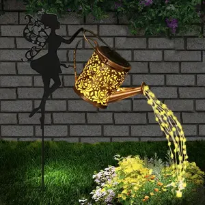 Solar Teapot Light with Waterfall LED - Vintage Metal Garden Lantern, Auto On/Off Sensor - Outdoor Decor for Patio, Yard, Pathway - Holiday & Party Gift
