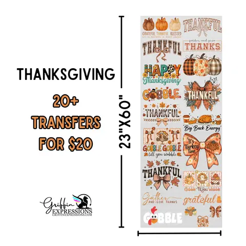Thanksgiving | Dollar Deals DTF Transfer Gang Sheet For Graphic Tees