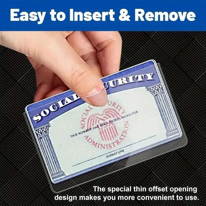 10 Piece Transparent Card Protector Set, Durable Hard Plastic Material, Reusable for Social Security ID Medicare Credit Cards, Clear Protection, Card Holder, Clear ID Badge Holder, Easy Insertion, Convenient, Offset Opening, ID Holders For Badges