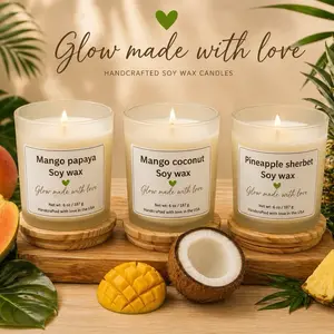 Luxury Tropical Soy Wax Candle Set – Mango Papaya, Mango Coconut & Pineapple Sherbet | Handcrafted Coconut Blend Candles