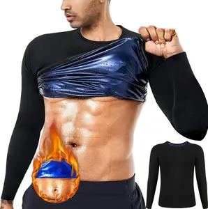 2 Pack Menswear Long Sleeve Body Shaper Shapewear Sweat Sauna Suits Compression Vest Gym Exercise Stretchy Sports Workout Tank Tops Shirt Sweatshirt Outdoor Fabric Soft Clothes Polyester Fashion