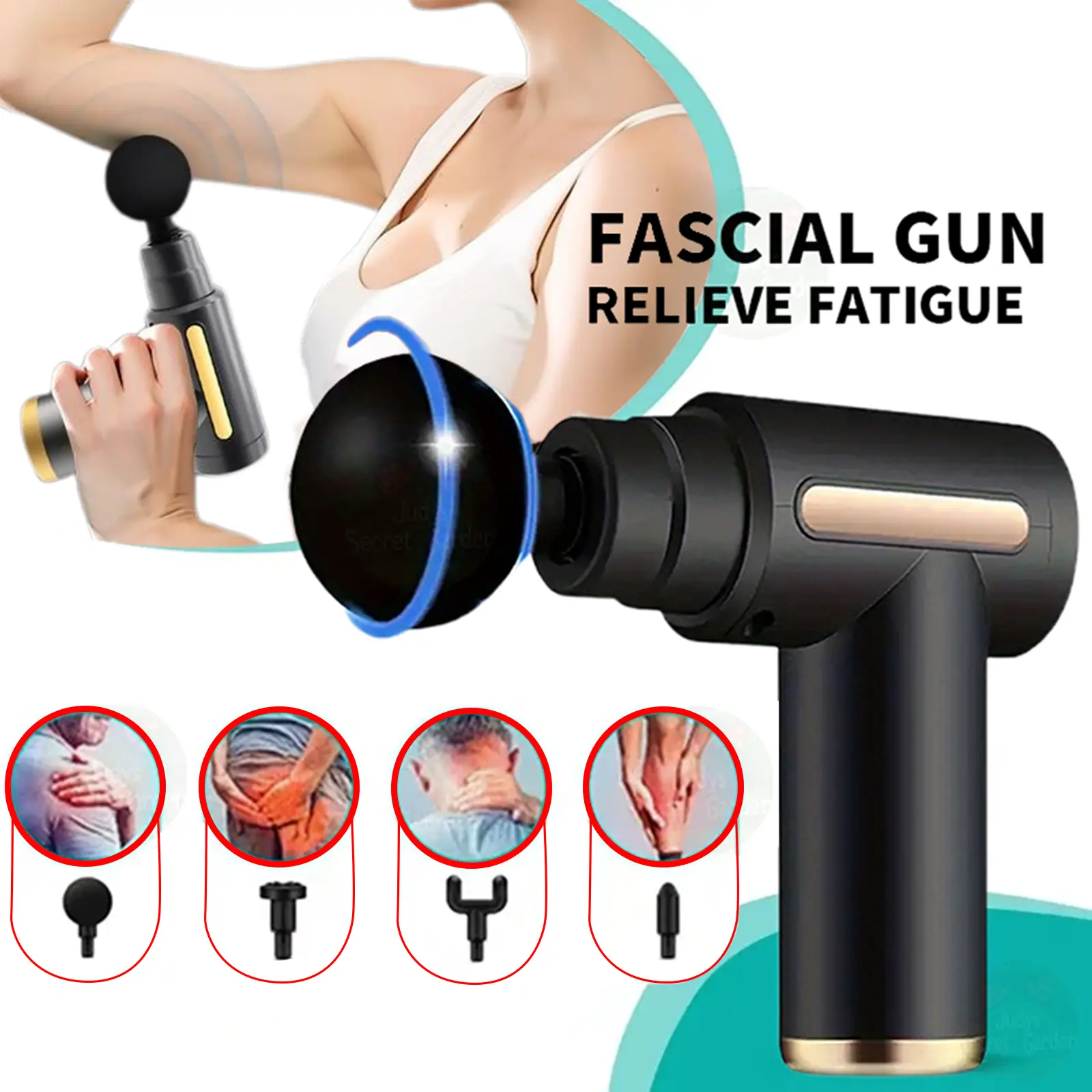 Home portable USB rechargeable 6-speed body massage gun, adjustable multifunctional body fascia gun . Perfect for muscle recovery, neck & back pain re