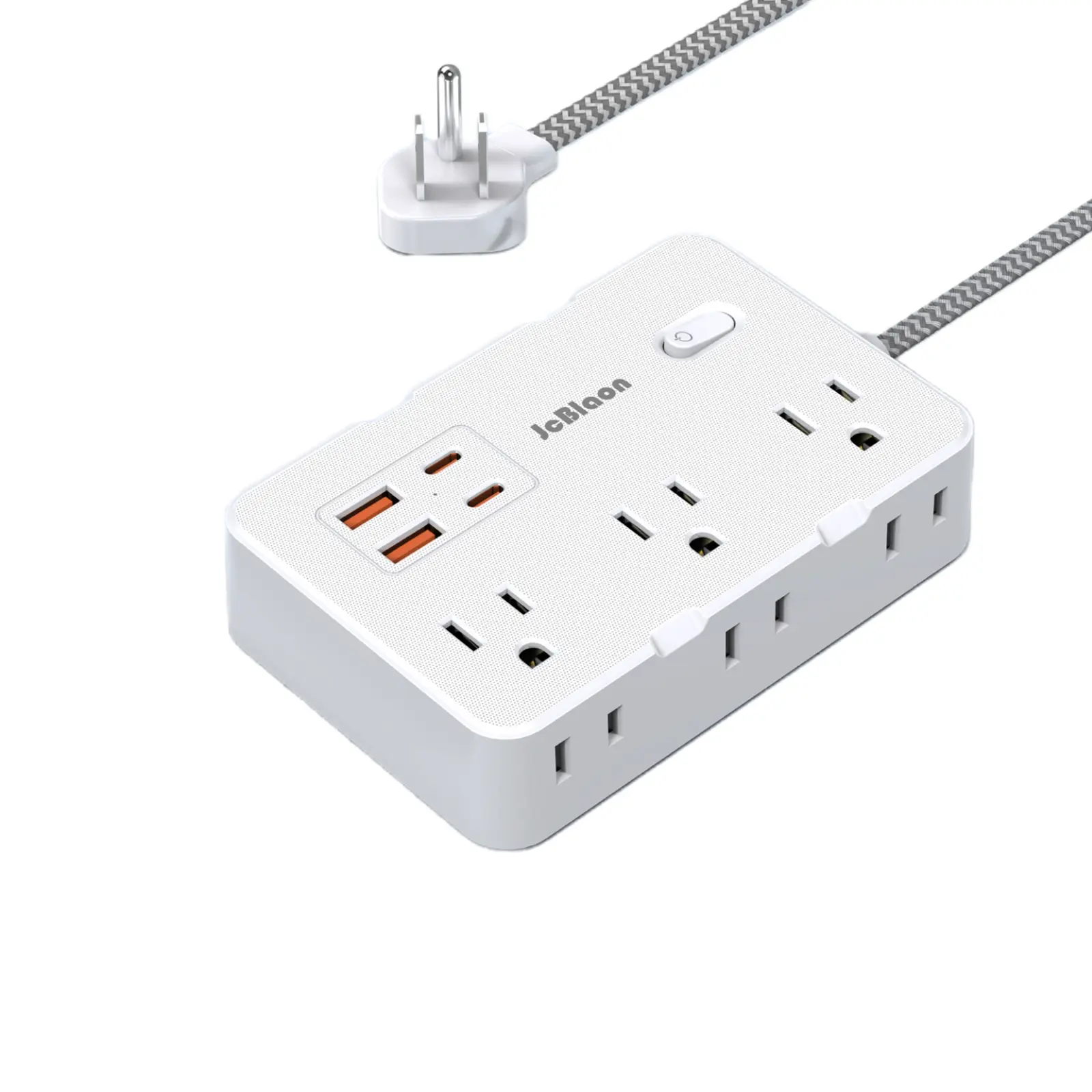 Power Strip Surge Protector, 5Ft Braided Extension Cord, 6 Outlets with 4 USB Ports(2 USB C), for Travel, Home, School, College Dorm Room and Office.