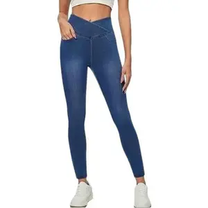 IUGA Crossover Jeggings for Women High Waisted Jeans with Tummy Control, Skinny Fit, Stretchy Fabric, Pull-On Style, Easy to Wear & Remove - Comfort