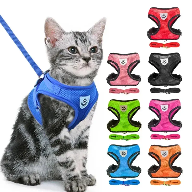 Adjustable Mesh Cat Harness Vest with Leash
