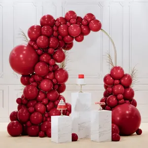 PartyWoo Thick Burgundy Balloon Arch Kit, 92 Pcs Dark Chestnut Red Maroon Balloons (18/12/10/5 In) for Birthday, Graduation Party Decorations Red-Y62