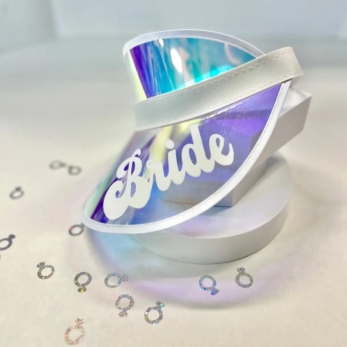 Holographic Bride Visor for Bachelorette Party, Bach Party, Girls Trip, Bridal Shower Pool Party, Girls Beach Trip Favor, Retro Sun Visor