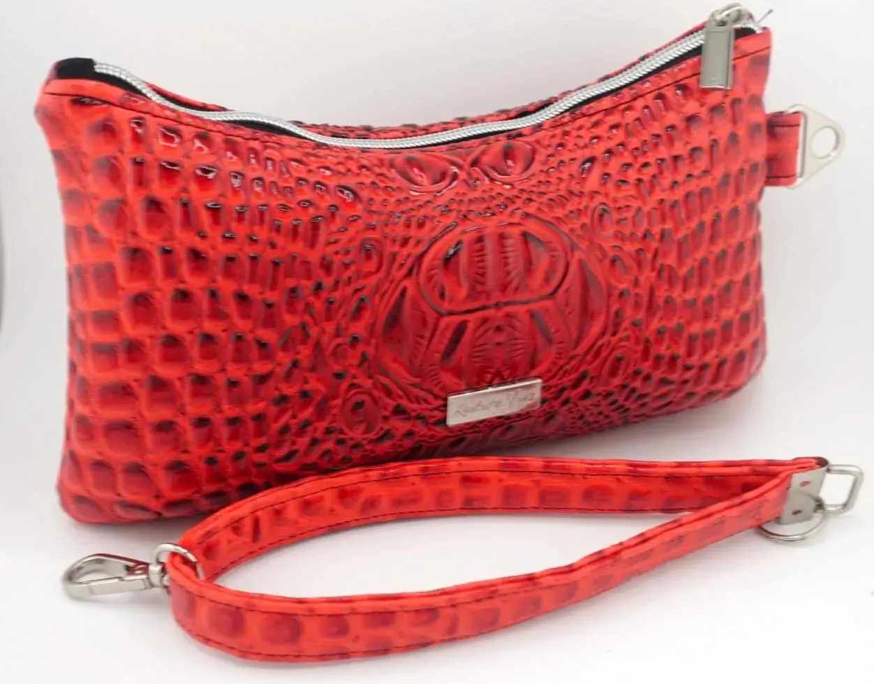 Crimson Croc Wristlet