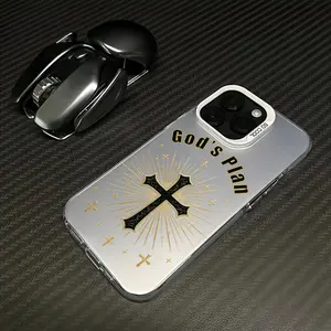 God S Plan With Golden Radiant Cross Print Phone Case Flexible Bendable Tpu Base, Embedded Pattern Not Easy To Fade, Precision Cut Independent Buttons for iPhone 17 16 15 14 13 12 11