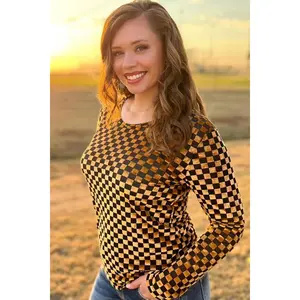 Pep Rally Velvet Mesh Gold/Black Crew Neck