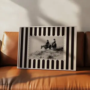 Vintage Cowboy Print Western Home Decor Cowboy Wall Art Rustic Mid West Striped Cottagecore Poster Retro Rodeo Aesthetic Living Room Print