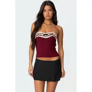 Eyelet Ruffle Strapless Top